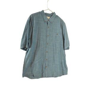 Weatherproof Mens Chambray Button Up Shirt, Short Sleeve Size: XXL